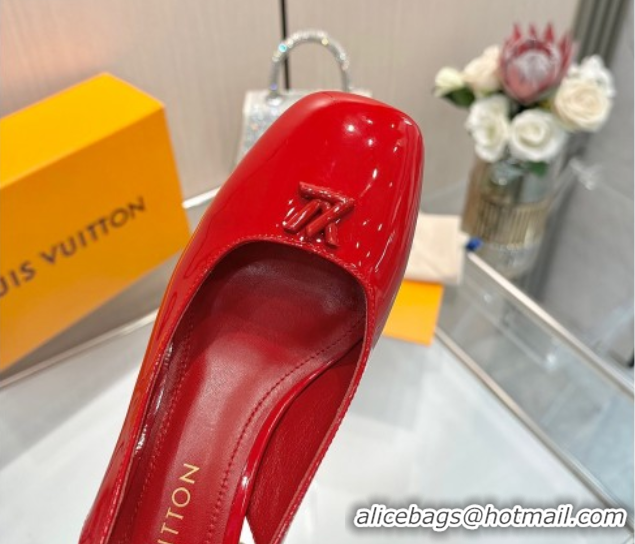 Top Grade Louis Vuitton Swing Slingback Pump 5.5cm in Patent Leather Red 2025 1AGTY9