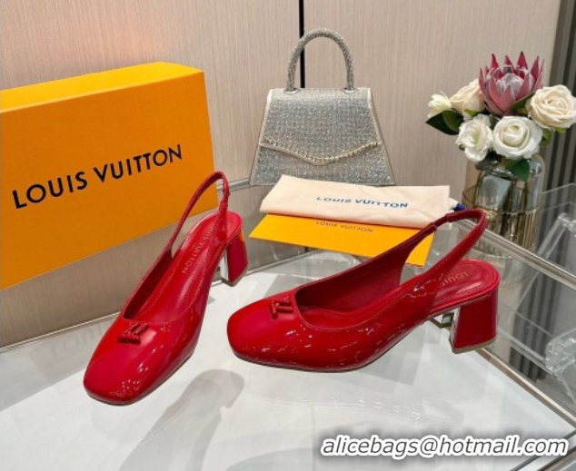 Top Grade Louis Vuitton Swing Slingback Pump 5.5cm in Patent Leather Red 2025 1AGTY9