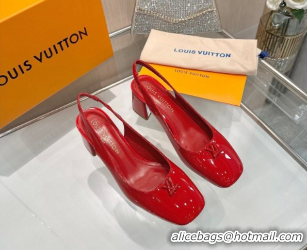 Top Grade Louis Vuitton Swing Slingback Pump 5.5cm in Patent Leather Red 2025 1AGTY9