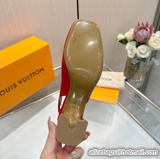 Top Grade Louis Vuitton Swing Slingback Pump 5.5cm in Patent Leather Red 2025 1AGTY9