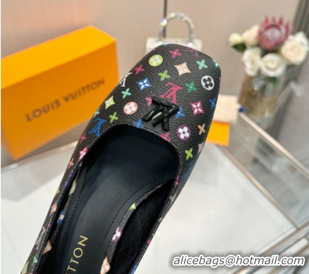Classic Hot Louis Vuitton LV x TM Swing Pumps 5.5cm in Multicolor Monogram Canvas Black 2025 1AGTY9