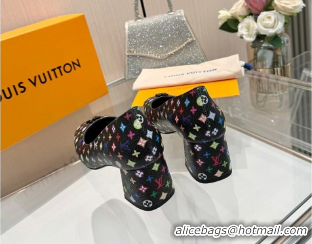 Classic Hot Louis Vuitton LV x TM Swing Pumps 5.5cm in Multicolor Monogram Canvas Black 2025 1AGTY9