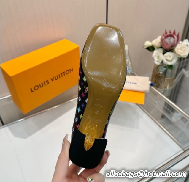 Classic Hot Louis Vuitton LV x TM Swing Pumps 5.5cm in Multicolor Monogram Canvas Black 2025 1AGTY9