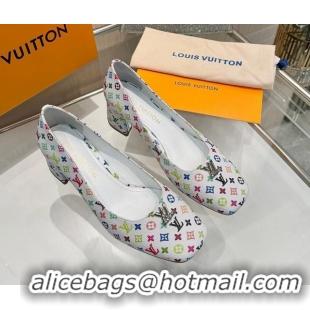Low Cost Louis Vuitton LV x TM Swing Pumps 5.5cm in Multicolor Monogram Canvas White 2025 1AGTY9
