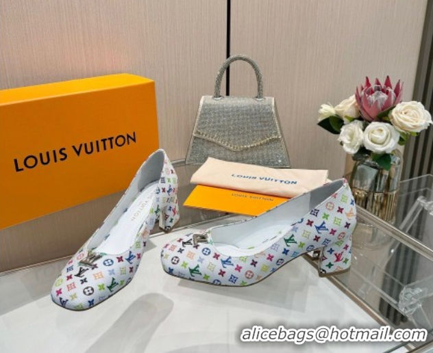 Low Cost Louis Vuitton LV x TM Swing Pumps 5.5cm in Multicolor Monogram Canvas White 2025 1AGTY9