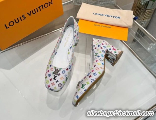 Low Cost Louis Vuitton LV x TM Swing Pumps 5.5cm in Multicolor Monogram Canvas White 2025 1AGTY9
