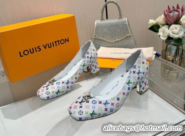 Low Cost Louis Vuitton LV x TM Swing Pumps 5.5cm in Multicolor Monogram Canvas White 2025 1AGTY9