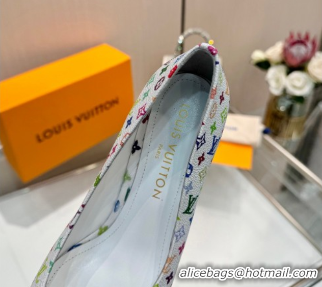 Low Cost Louis Vuitton LV x TM Swing Pumps 5.5cm in Multicolor Monogram Canvas White 2025 1AGTY9