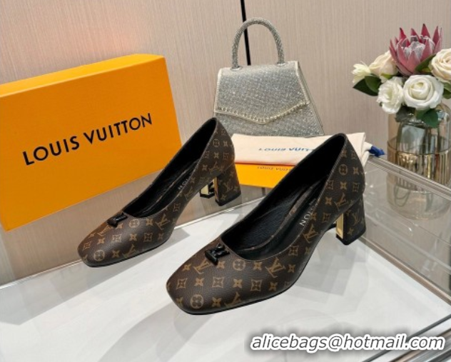 Buy Luxury Louis Vuitton Swing Pumps 5.5cm in Monogram Canvas Brown 2025 1AGTY9