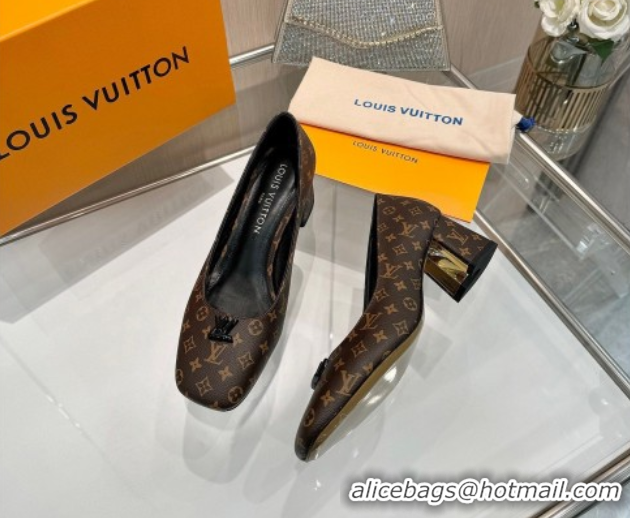 Buy Luxury Louis Vuitton Swing Pumps 5.5cm in Monogram Canvas Brown 2025 1AGTY9