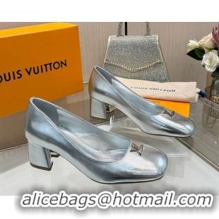 Low Price Louis Vuitton Swing Pumps 5.5cm in Calf Leather Silver 2025 1AGTY9
