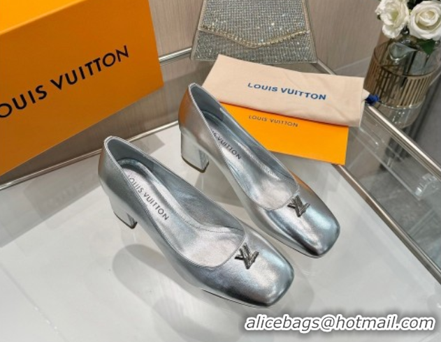 Low Price Louis Vuitton Swing Pumps 5.5cm in Calf Leather Silver 2025 1AGTY9