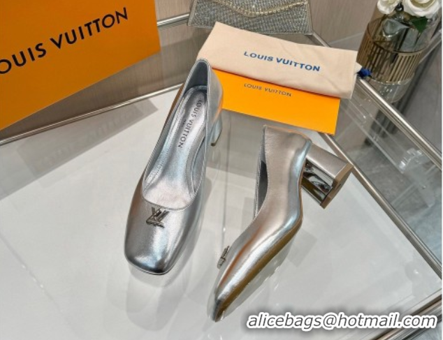 Low Price Louis Vuitton Swing Pumps 5.5cm in Calf Leather Silver 2025 1AGTY9