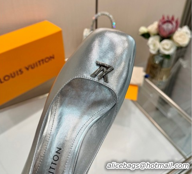 Low Price Louis Vuitton Swing Pumps 5.5cm in Calf Leather Silver 2025 1AGTY9