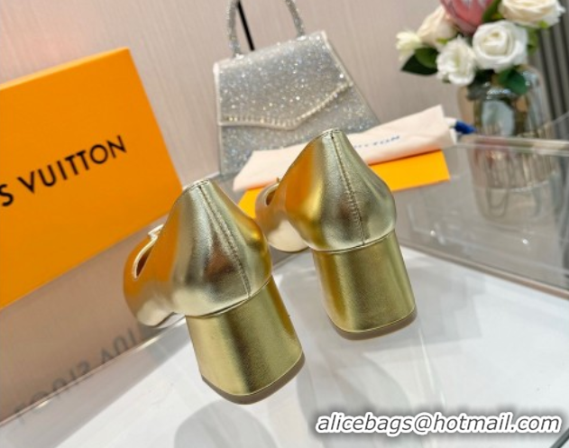 Best Price Louis Vuitton Swing Pumps 5.5cm in Calf Leather Gold 2025 1AGTY9