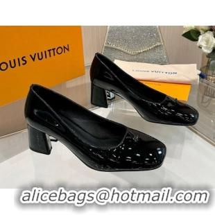 Popular Style Louis Vuitton Swing Pumps 5.5cm in Patent Leather Black 2025 1AGTY9