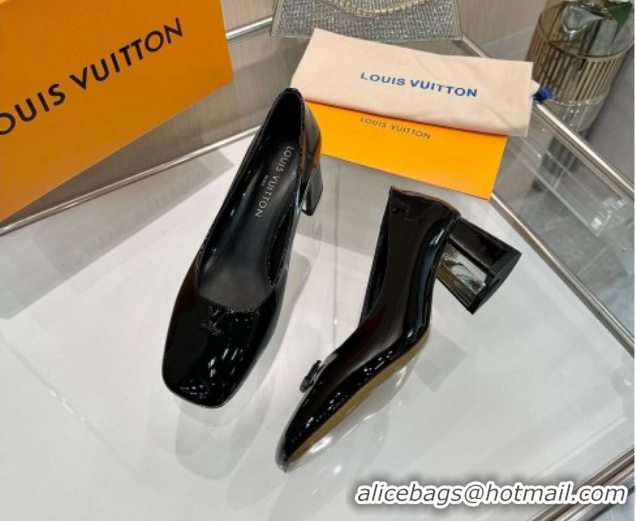 Popular Style Louis Vuitton Swing Pumps 5.5cm in Patent Leather Black 2025 1AGTY9