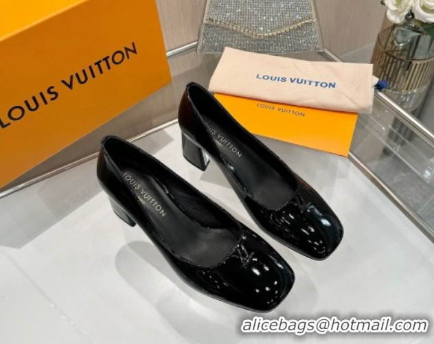 Popular Style Louis Vuitton Swing Pumps 5.5cm in Patent Leather Black 2025 1AGTY9