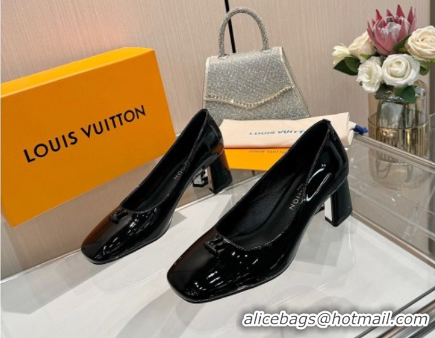 Popular Style Louis Vuitton Swing Pumps 5.5cm in Patent Leather Black 2025 1AGTY9