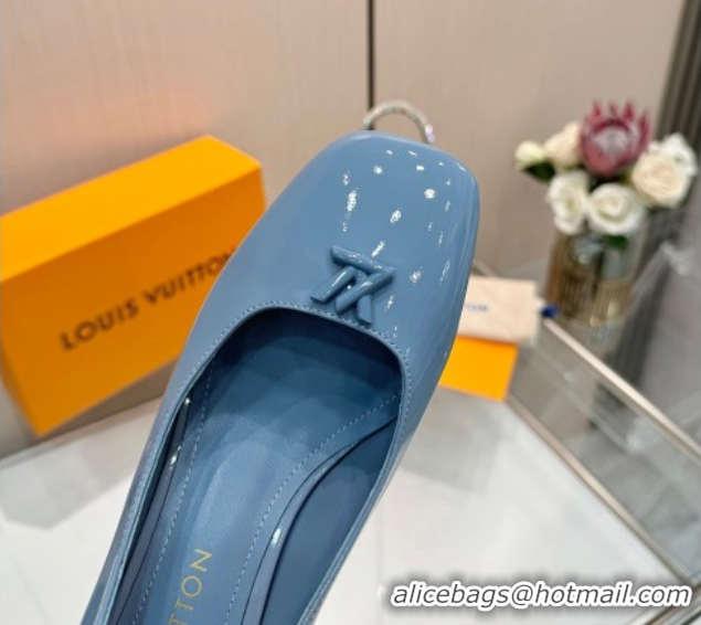 Luxury Louis Vuitton Swing Pumps 5.5cm in Patent Leather Light Blue 2025 1AGTY9