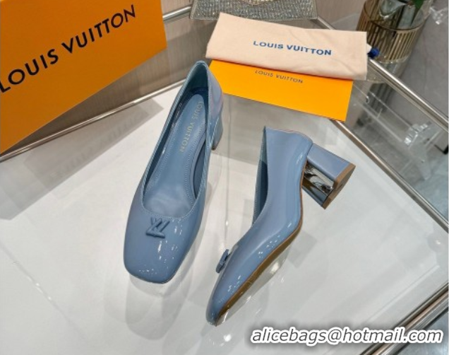 Luxury Louis Vuitton Swing Pumps 5.5cm in Patent Leather Light Blue 2025 1AGTY9