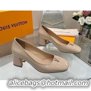 Lowest Price Louis Vuitton Swing Pumps 5.5cm in Patent Leather Nude Pink 2025 1AGTY9