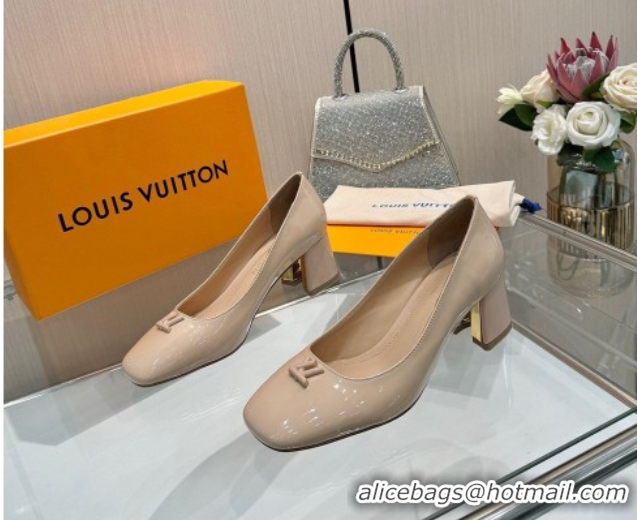 Lowest Price Louis Vuitton Swing Pumps 5.5cm in Patent Leather Nude Pink 2025 1AGTY9