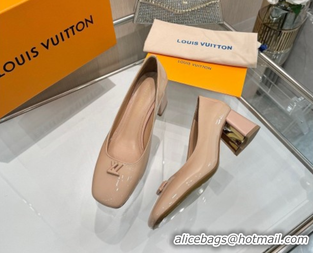 Lowest Price Louis Vuitton Swing Pumps 5.5cm in Patent Leather Nude Pink 2025 1AGTY9