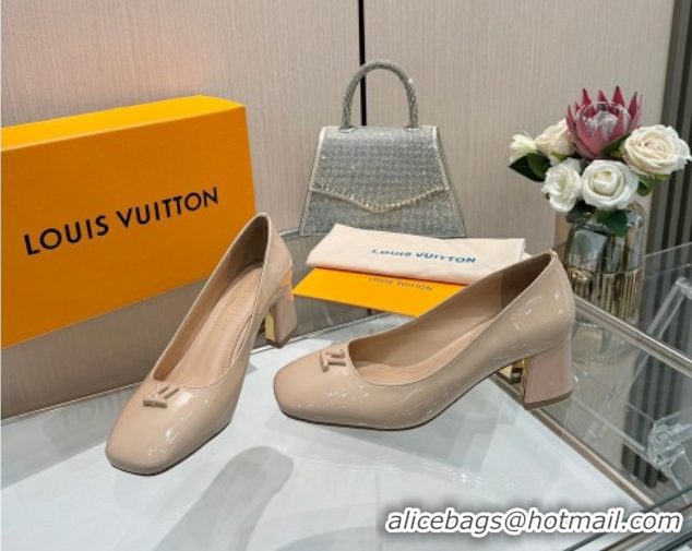 Lowest Price Louis Vuitton Swing Pumps 5.5cm in Patent Leather Nude Pink 2025 1AGTY9