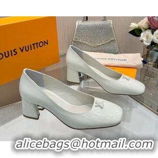 Top Design Louis Vuitton Swing Pumps 5.5cm in Patent Leather White 2025 1AGTY9