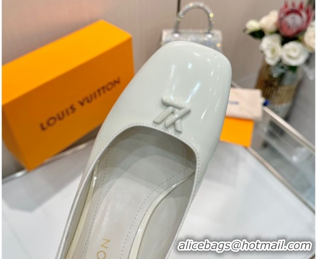 Top Design Louis Vuitton Swing Pumps 5.5cm in Patent Leather White 2025 1AGTY9