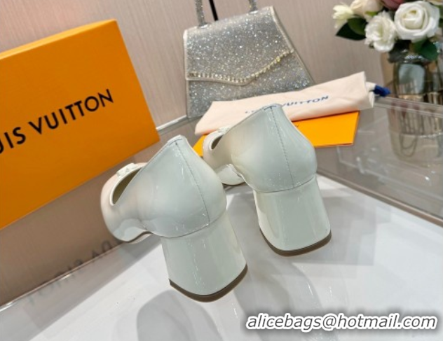 Top Design Louis Vuitton Swing Pumps 5.5cm in Patent Leather White 2025 1AGTY9