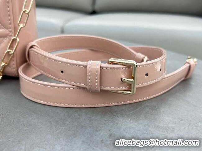 New Design Dior Lady D-Joy Medium Bag in Patent Leather M0540 Light Pink 2025
