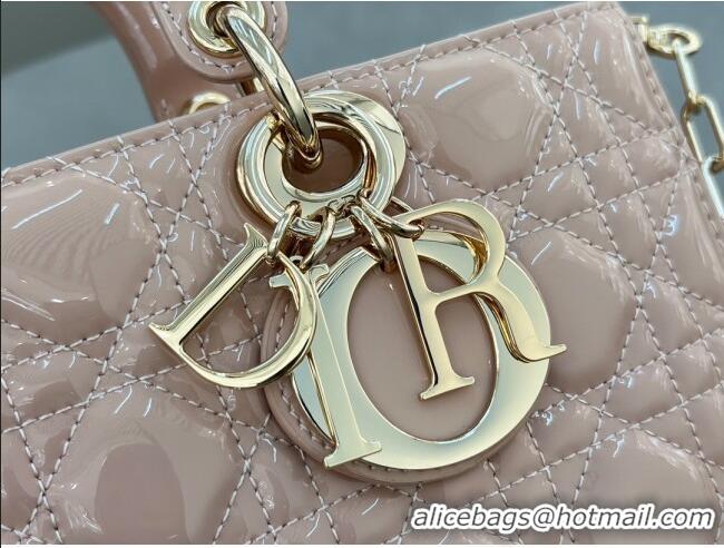 New Design Dior Lady D-Joy Medium Bag in Patent Leather M0540 Light Pink 2025
