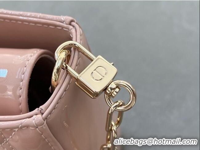 New Design Dior Lady D-Joy Medium Bag in Patent Leather M0540 Light Pink 2025