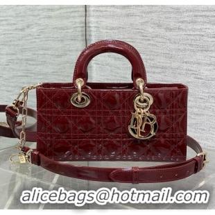 Market Sells Dior Lady D-Joy Medium Bag in Patent Leather M0540 Burgundy 2025