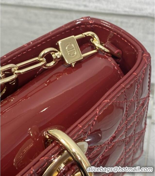 Market Sells Dior Lady D-Joy Medium Bag in Patent Leather M0540 Burgundy 2025