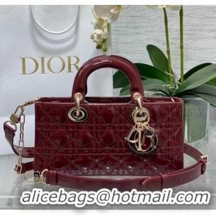 Buy Classic Dior Lady D-Joy Small Bag in Patent Leather M0541 Burgundy 2025