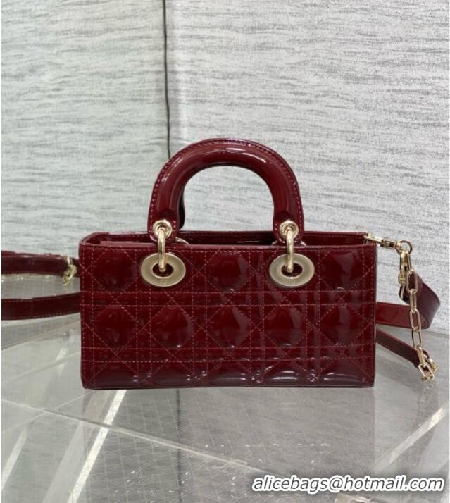 Buy Classic Dior Lady D-Joy Small Bag in Patent Leather M0541 Burgundy 2025