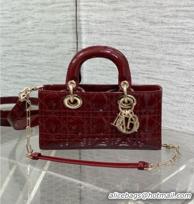 Buy Classic Dior Lady D-Joy Small Bag in Patent Leather M0541 Burgundy 2025