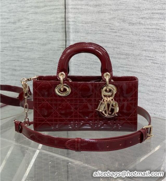 Buy Classic Dior Lady D-Joy Small Bag in Patent Leather M0541 Burgundy 2025