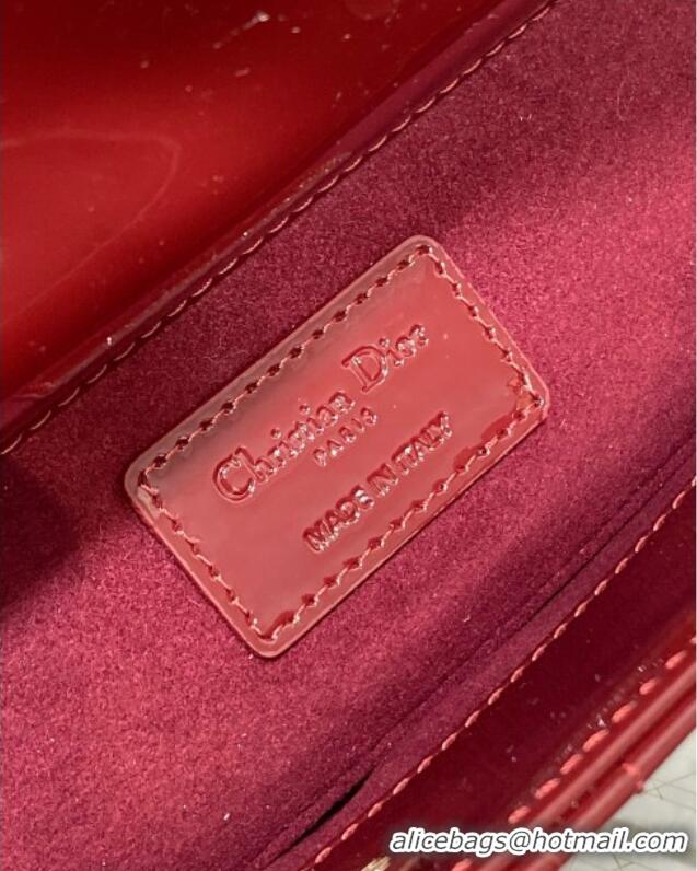 Buy Classic Dior Lady D-Joy Small Bag in Patent Leather M0541 Burgundy 2025