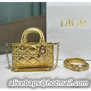 Stylish Cheap Dior Micro Lady D-Joy Bag in Cannage Lambskin S0910 Gold 2025