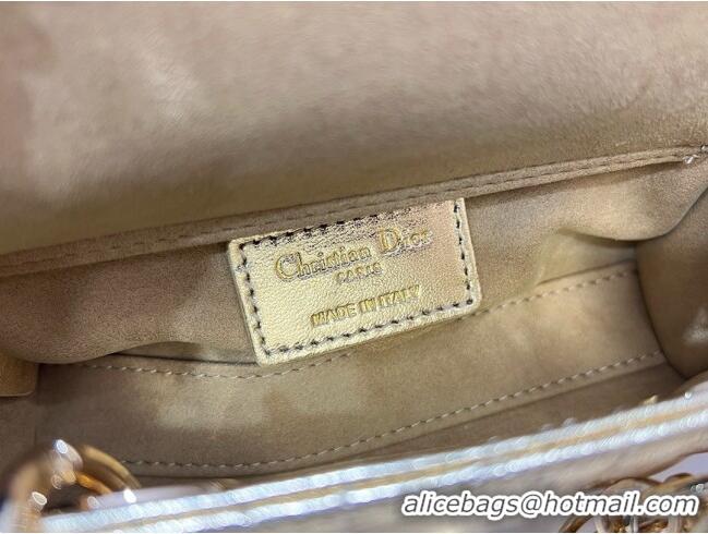 Stylish Cheap Dior Micro Lady D-Joy Bag in Cannage Lambskin S0910 Gold 2025