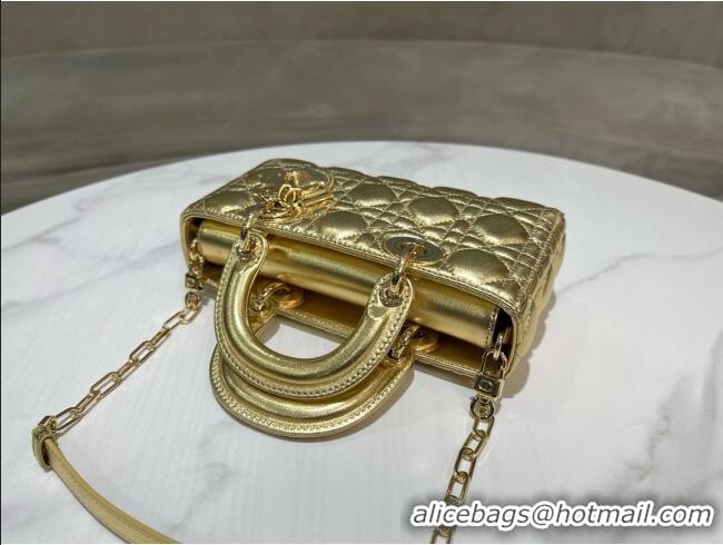 Low Cost Dior Lady D-Joy Small Bag in Cannage Lambskin M0541 Gold 2025