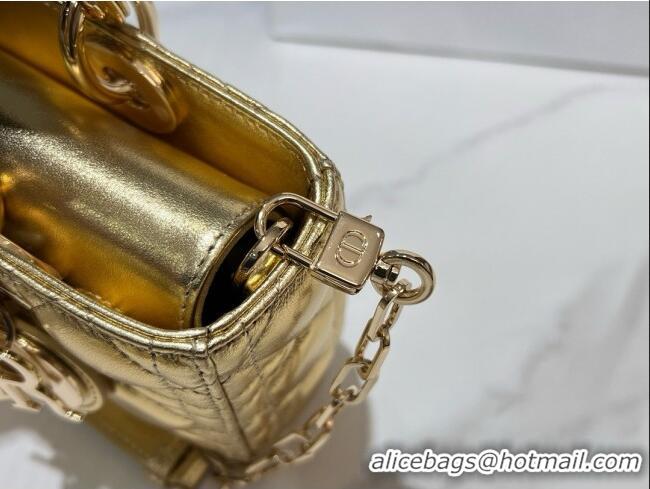 Low Cost Dior Lady D-Joy Small Bag in Cannage Lambskin M0541 Gold 2025