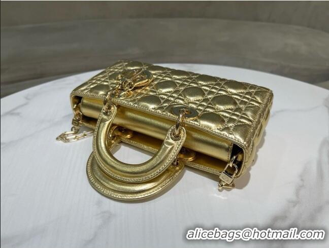 Top Design Dior Lady D-Joy Medium Bag in Cannage Lambskin M0540 Gold 2025