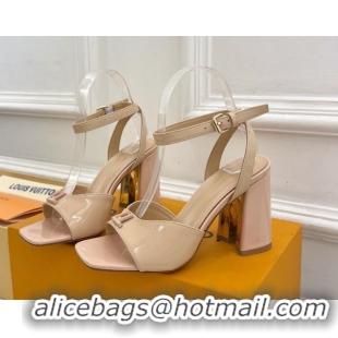 Good Looking Louis Vuitton Swing Heel Sandals 9cm in Patent Leather Nude Pink 2025 1AGUTG