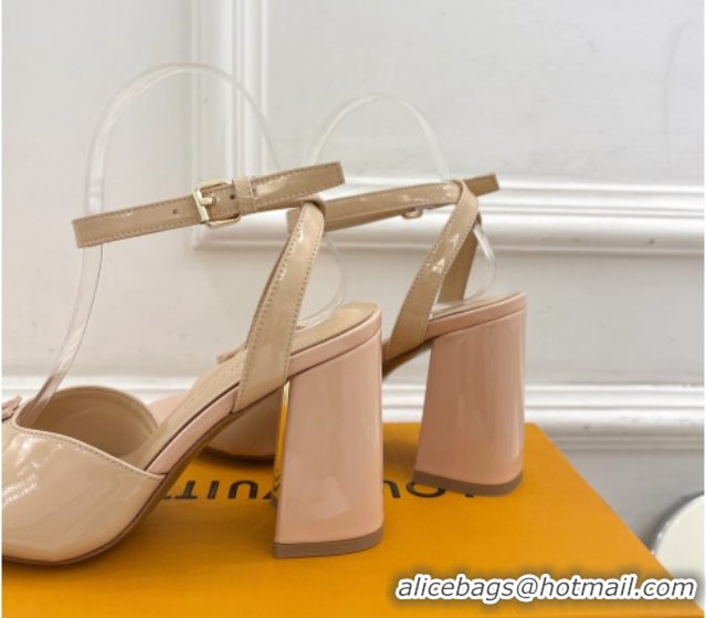 Good Looking Louis Vuitton Swing Heel Sandals 9cm in Patent Leather Nude Pink 2025 1AGUTG