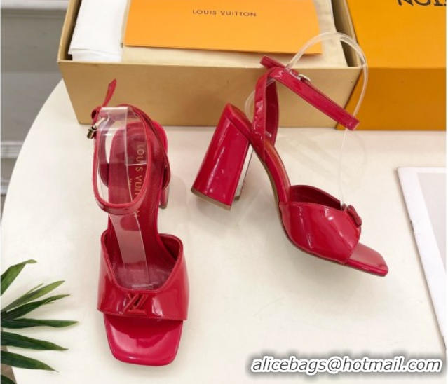 Luxury Cheap Louis Vuitton Swing Heel Sandals 9cm in Patent Leather Red 2025 1AGUTG